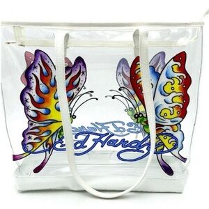 Ed Hardy Clear Tote with Colorful Butterfly Design
Still in packaging